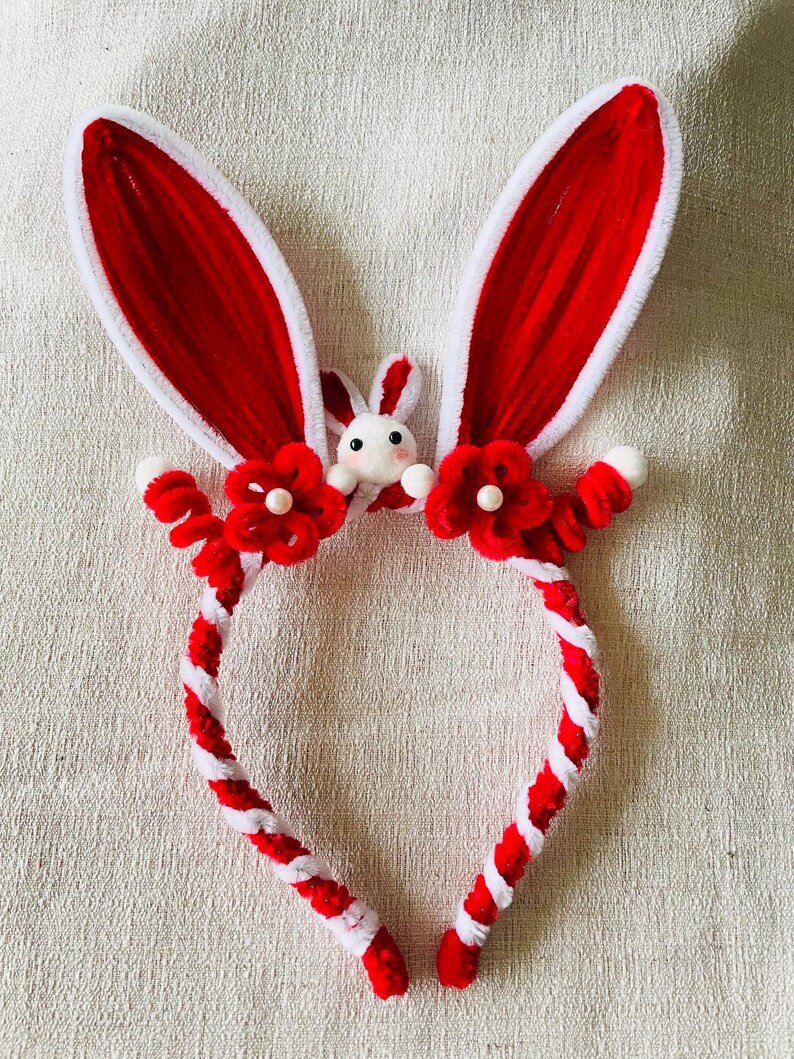Colorful floral rabbit headband for girls or boys