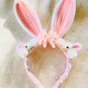 Easter Bunny Ears Flower Crown, Cute Bunny Headband, Colorful Floral Headband, Kids Parade Headpiece, Aestheti Hair Accessor Rabbit for Kids image 5