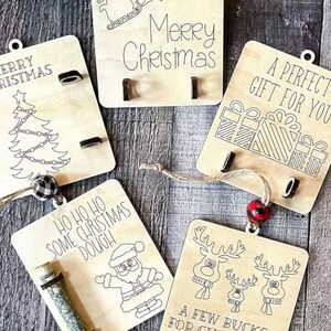 Hölzerne Weihnachtsbrieftaschen-Glöckchen-Anhänger - DIY Weihnachtsbaum-Verzierung - Feiertags-Haus-Dekoration & Navidad-Geschenk