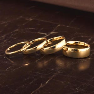 Polished Gold Plated Tungsten Carbide Dome Ring, Wedding Band (2/4/6/8mm)