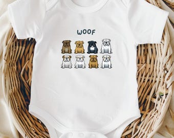 Body de bebé Bulldog Inglés: Woof Dog Lover Onesie