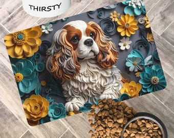 Tapete antideslizante para comedero de Cavalier King Charles Spaniel