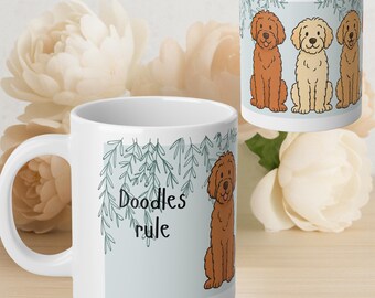 Bonita taza gigante con diseño de doodle, regalo para amantes de los doodles, taza de café de 20 oz, diseño envolvente, divertido personaje de dibujos animados, taza de té grande para amantes de los doodles.