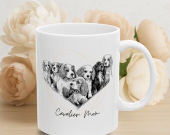Cavalier King Charles Spaniel Mug: Heart-Shaped Dog Mom Gift