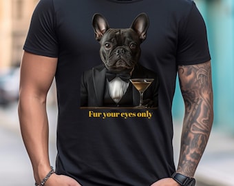 Camiseta Martini de Bulldog Francés: Divertida camiseta para amantes de los perros - Bella & Canvas