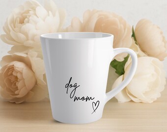 Latte Mug, Dog Mom Gift, Cute Coffee Cup, Mother's Day Present, Gift for Dog Lover, Coffee Lover Mug, Dogs and Hearts, 12 oz Latte Cup