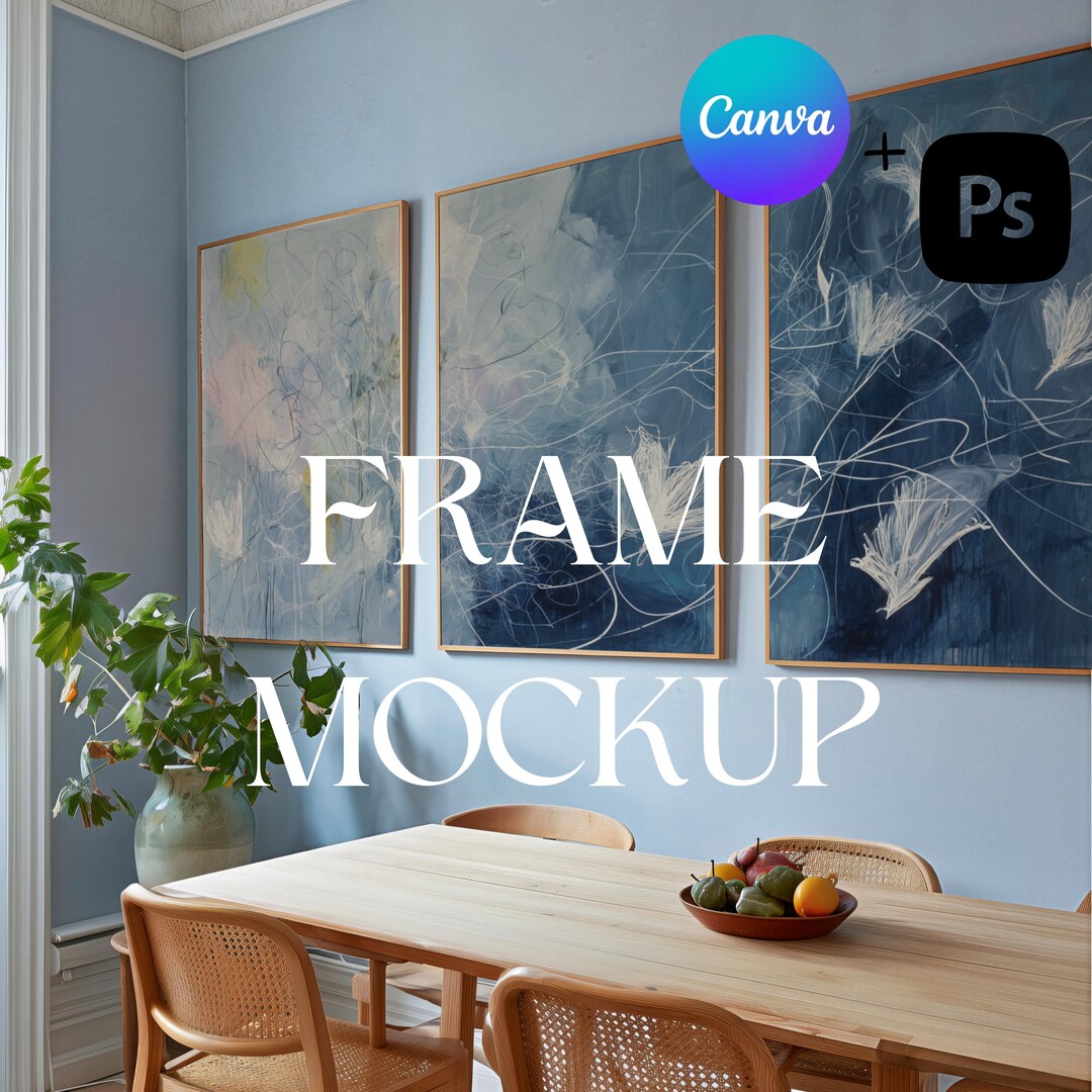 3 Frame Dining Room Mockup: Realistic Canva and PSD Template (digital ...