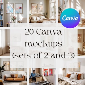 Realistic Canva Frame Mockup Bundle, Picture Frame Mockup, Canva Mockup Template Bundle, Shadow Effect Frame Mockups, Canva Mockup Set