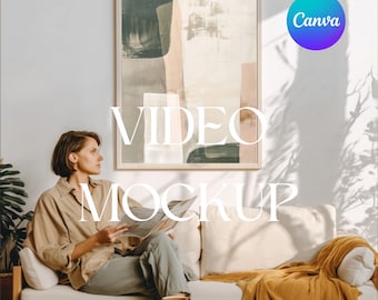 Canva Wall Art Video Mockup, Living Room Setting (Digital Download)