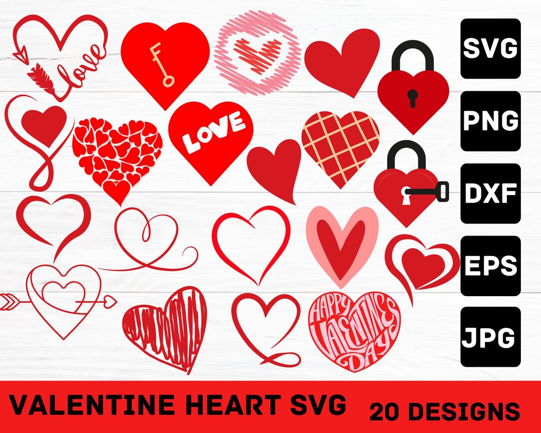 Heart Svg Bundle - Hearts Svg, Love Svg, Valentine Days Svg, Cute Heart ...