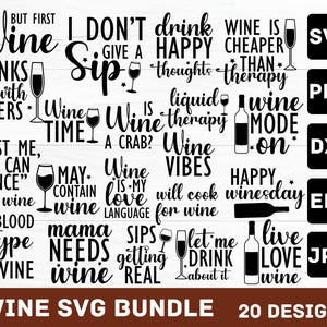 Lot Svg citations sur le vin, vin Svg, boire de l'alcool Svg, citations sur le vin, verre à vin svg, citations drôles, impertinent, dictons sur le vin, Png, Eps, des cliparts, Cricut