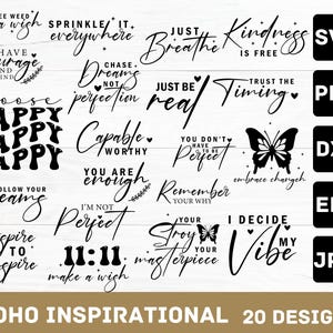 Motivierende Zitate SVG-Bundle, inspirierend SVG, positive SVG für Cricut & Silhouette-Designs, Sublimationsdesigns, Laser graviert