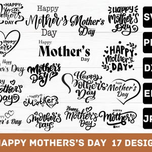 Paquete svg de feliz día de la madre, svg de corazón de mamá, svg de camiseta de mamá, archivos Cricut