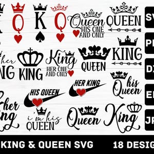 King and Queen Svg, King of Spades Svg, Queen of Hearts Svg, Playing Card King Queen Svg, Couples Shirt Svg