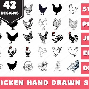 Huhn svg bündel Hand gezeichnet, Huhn svg, Hahn svg, Huhn svg lustig, verrückte Hühnerdame svg, Hühnerflüsterer svg, Huhn Clipart