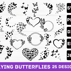 Fliegende Schmetterlinge Svg Bundle, Schmetterling Png, Schmetterling zwart, Layered svg,Design-Layout, Schmetterlingsschwarm svg, Cut Files for Cricut, Silhouette