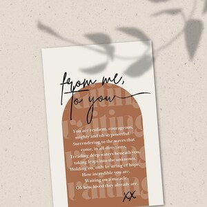 De mí para ti, tarjeta de 2.0 x 10 x 15 cm. Regalo para la infertilidad, tarjeta imprimible, cartas de amor, ánimo y apoyo para la infertilidad a seres queridos.