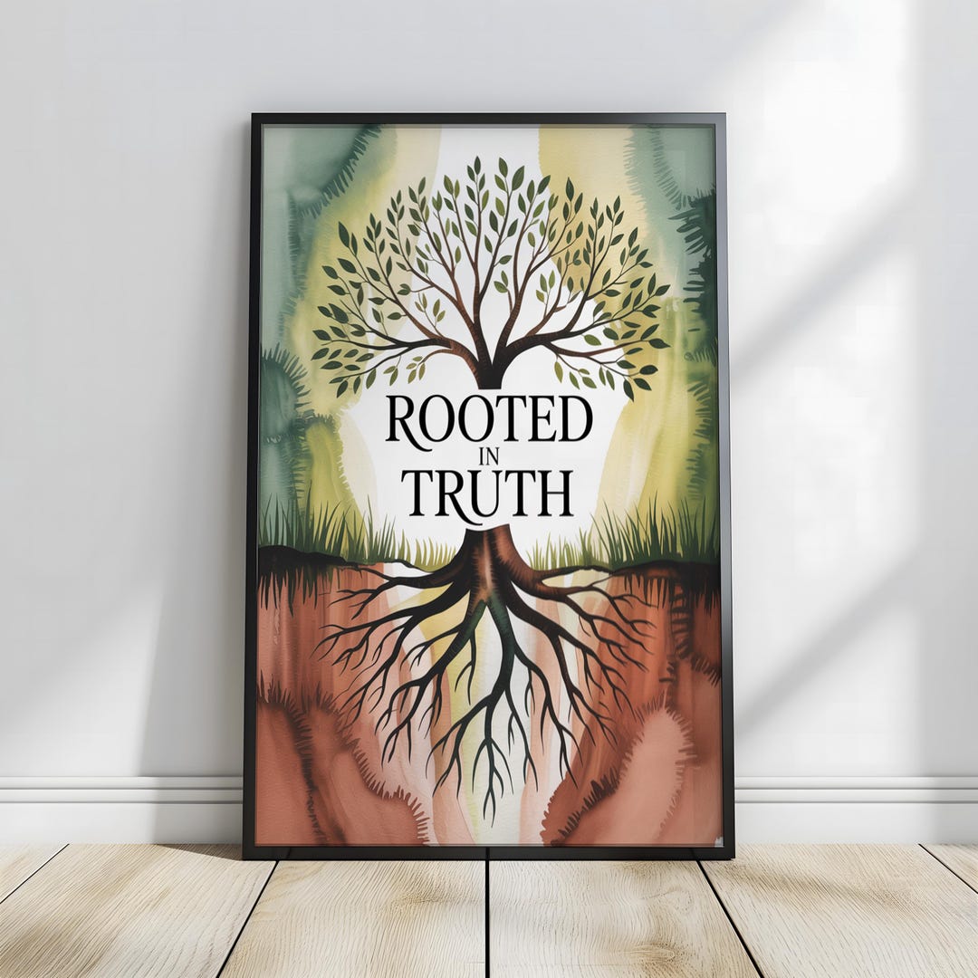 Rooted In Truth Rooted in Truth Tree Print: Watercolor Christian Farmhouse Decor ...