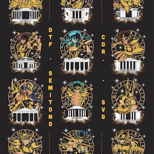 Digital Design Golden Knights - Knights of the Zodiac halftone png ready to print