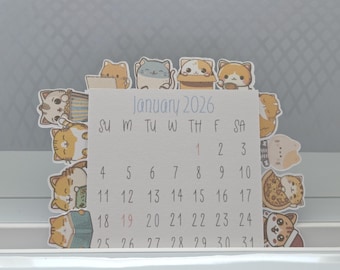 NEU!!! 2026 Mini Katze Tischkalender, Monatskalender
