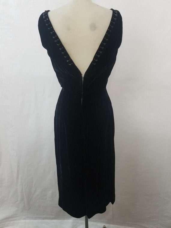 1950's Vintage Julie Miller LBD Silk Velvet Wiggl… - image 4