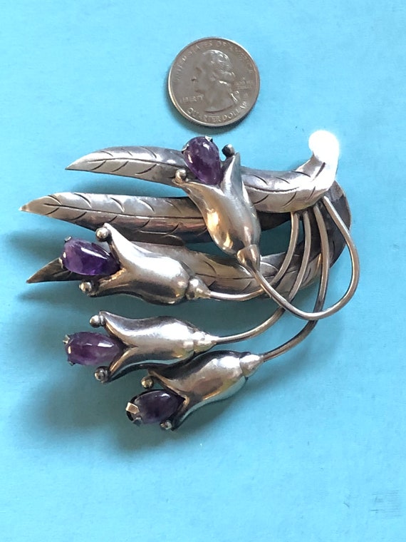 Gorgeous 1940 1950 Huge Sterling and Amethyst Mad… - image 3