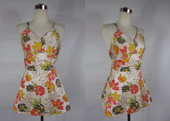 1930 1940 Vintage Heavy Satin Champagne Floral Fab