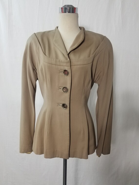 1940's Vintage Camel Beige Gabardine Jacket - image 2