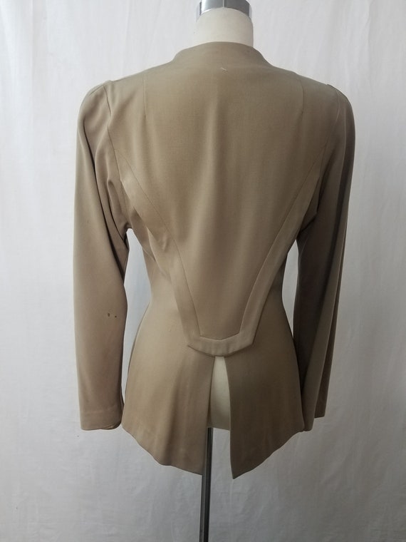 1940's Vintage Camel Beige Gabardine Jacket - image 5