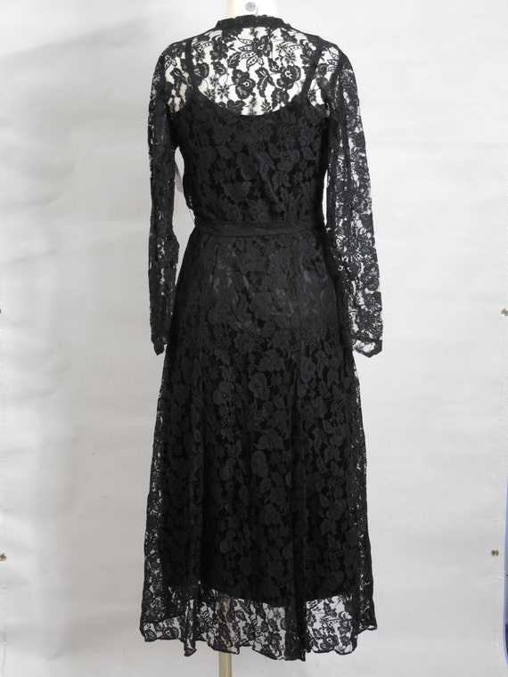 TLC Sale 1930s Vintage Hand Made Black Lace Dress… - image 3