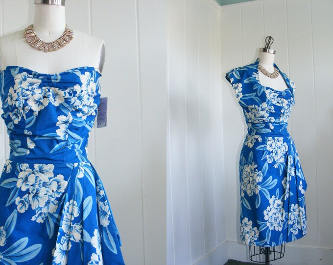 1950 Vintage Blue Hawaiian Sarong Dress With Bolero Jacket | Etsy