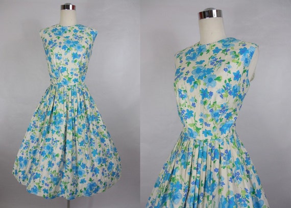 SALE! 1950 1960's Vintage Ann Herbert  Blue and W… - image 1