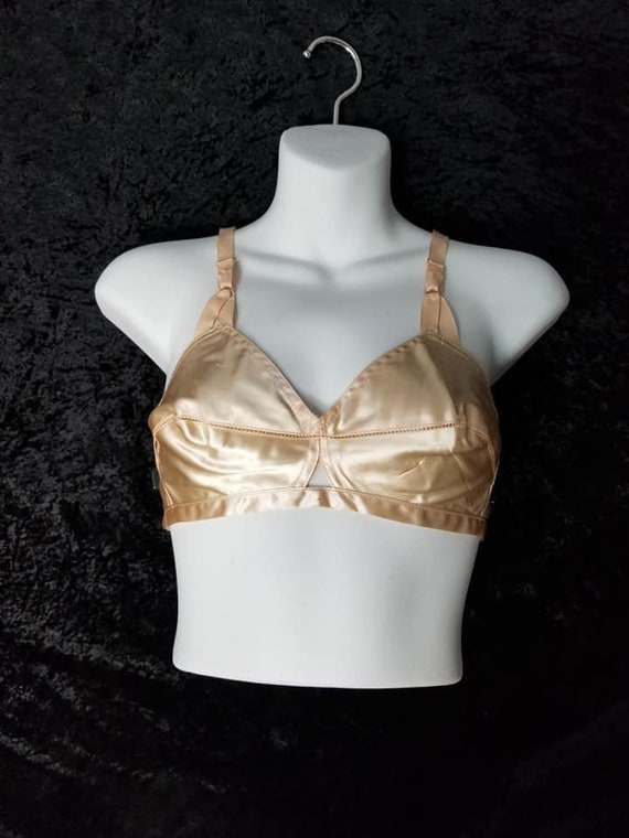 1930s 1940s Soft Peachy Pink Silk Satin Brassiere/