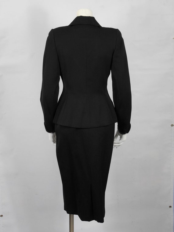 1950 Vintage Black Wool Gabardine Suit with Bead … - image 5