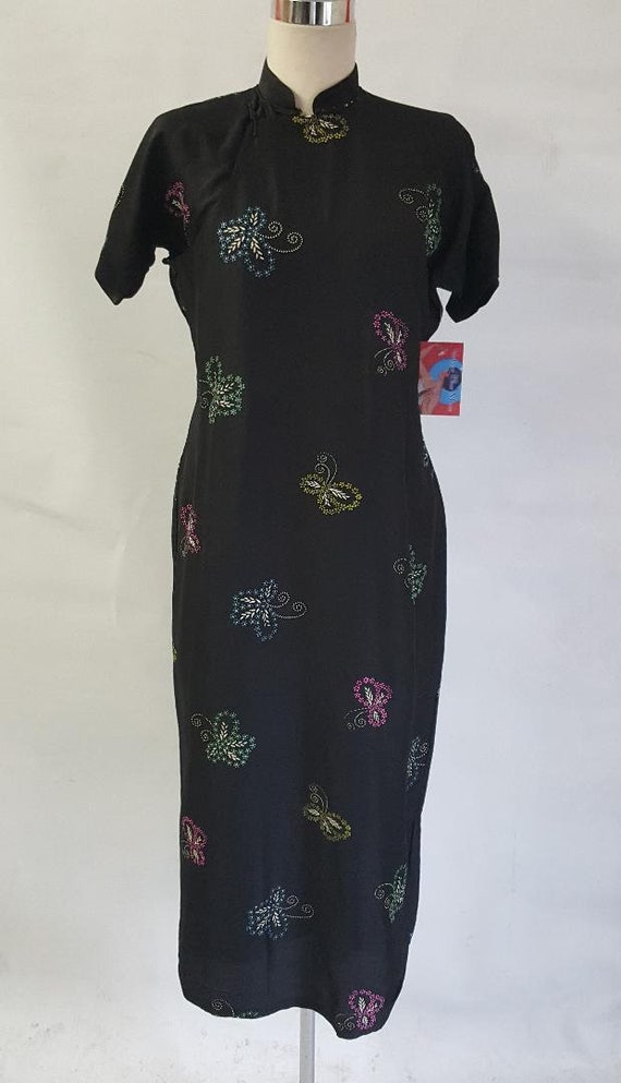 Gorgeous 1930's Silk Rayon Cheongsam Volup Dress … - image 2