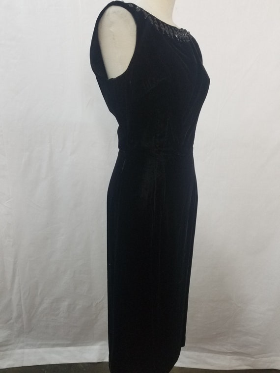 1950's Vintage Julie Miller LBD Silk Velvet Wiggl… - image 3