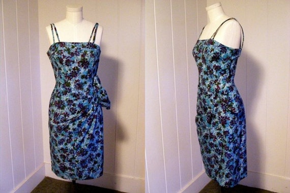 1940 1950 Vintage Blue Hawaiian Sarong Dress Rocka