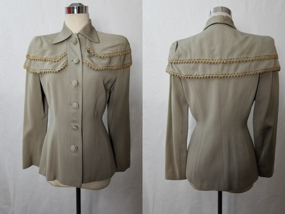 1940's Lilli Ann Style Gray Gabardine Jacket with
