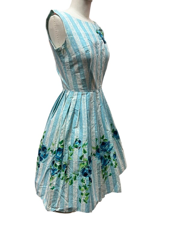 1950's Vintage Nice Heavy Cotton Pleated Dress Wi… - image 3