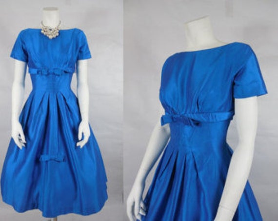 1950's Vintage Electric Blue Cocktail Party Dress