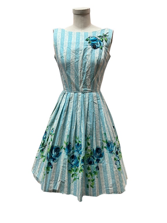 1950's Vintage Nice Heavy Cotton Pleated Dress Wi… - image 2