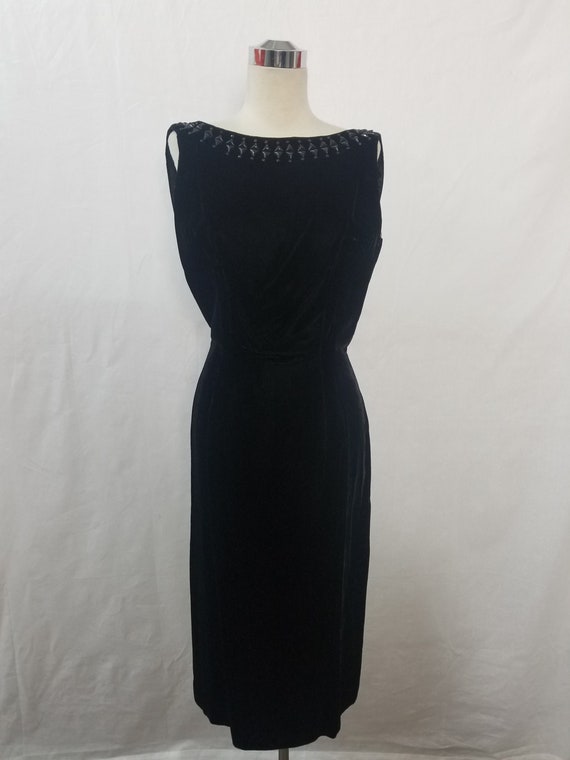 1950's Vintage Julie Miller LBD Silk Velvet Wiggl… - image 2