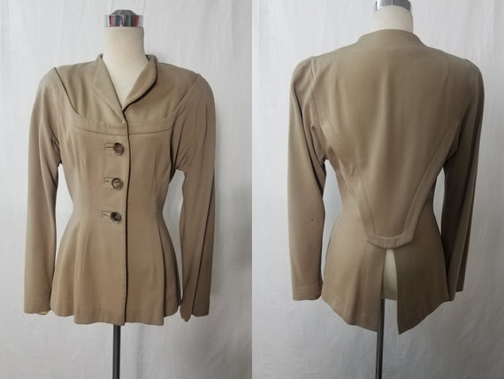 1940's Vintage Camel Beige Gabardine Jacket - image 1