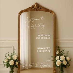 Personalized Wedding Mirror Decal: Elegant Reception Entrance Sign