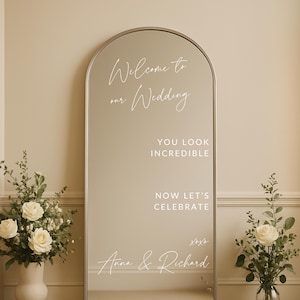 Personalized Wedding Mirror Decal: Elegant Reception Entrance Sign