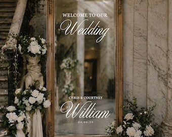 Custom Wedding Mirror Decal: Personalized Names & Date