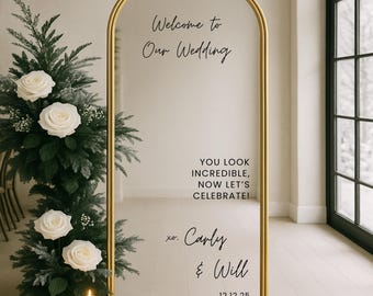 Personalized Wedding Mirror Decal: Welcome Sign