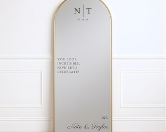 Custom Wedding Mirror Decal: Personalized Names & Date