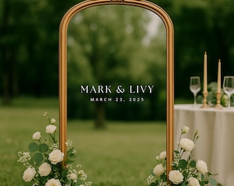 Custom Wedding Mirror Decal – Elegant Name & Date Vinyl Sticker for Ceremony Welcome Sign, Personalized Wedding Decor