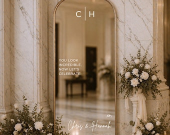 Custom Wedding Mirror Decal: Personalized Names & Date